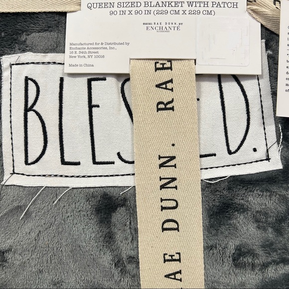 Rae Dunn Bedding New Rae Dunn Gray Blessed Embroidered Patch Queen